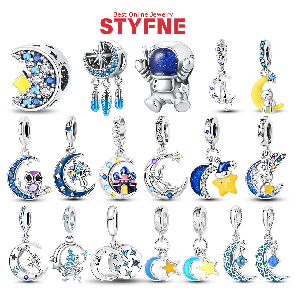 

Silver 925 Luminous Star Moon Color Zircon Moon Elf Charms Pendant Fit Original Bracelets DIY Jewelry Making for Women Gift