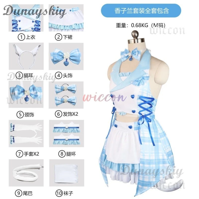 Juego Nekopara vainilla Chocola disfraz de Cosplay Anime Nekomimi Paradise peluca estampado traje de sirvienta mujer Sexy traje de Carnaval Kawaii