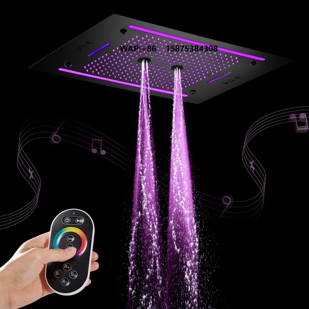 4 Functions 600*800mm Showerhead LED Shower Head Massage Shower Set 64 Colors LED With Music Ceiling Shower