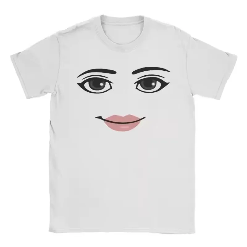 Unisex Cotton Short Sleeve T-Shirt Cute Cartoon Facial Expression Print Tee Fashion Casual Daily Tops for Youth College Students