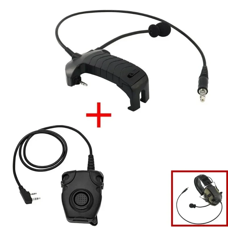 Tactical Headset Adapter Microphone Y-Line Kit And U94 PTT for Baofeng Walkie-talkies for Walker\'s Razor Tactical Earmuffs