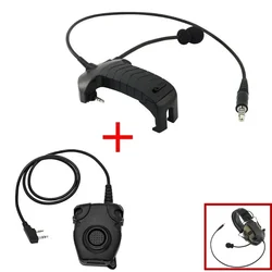 Tactical Headset Adapter Microphone Y-Line Kit And U94 PTT for Baofeng Walkie-talkies for Walker's Razor Tactical Earmuffs