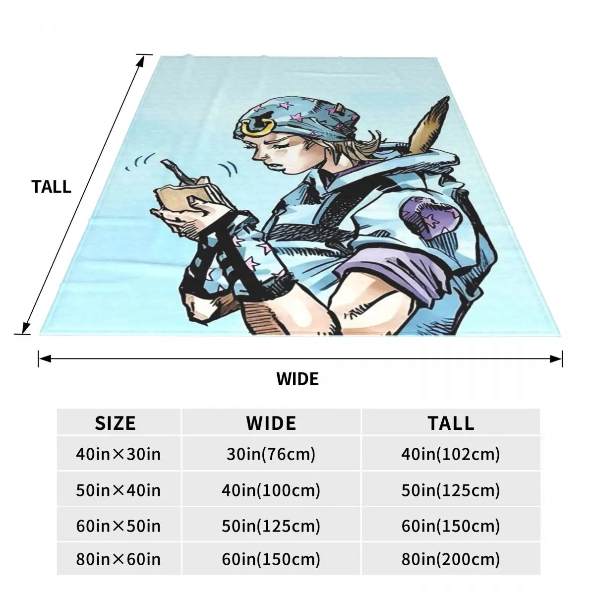 Anime Johnny Joestar JoJo's Bizarre Adventure Blanket Soft Warm Flannel Throw Blanket Bedspread for Bed Travel Home Couch