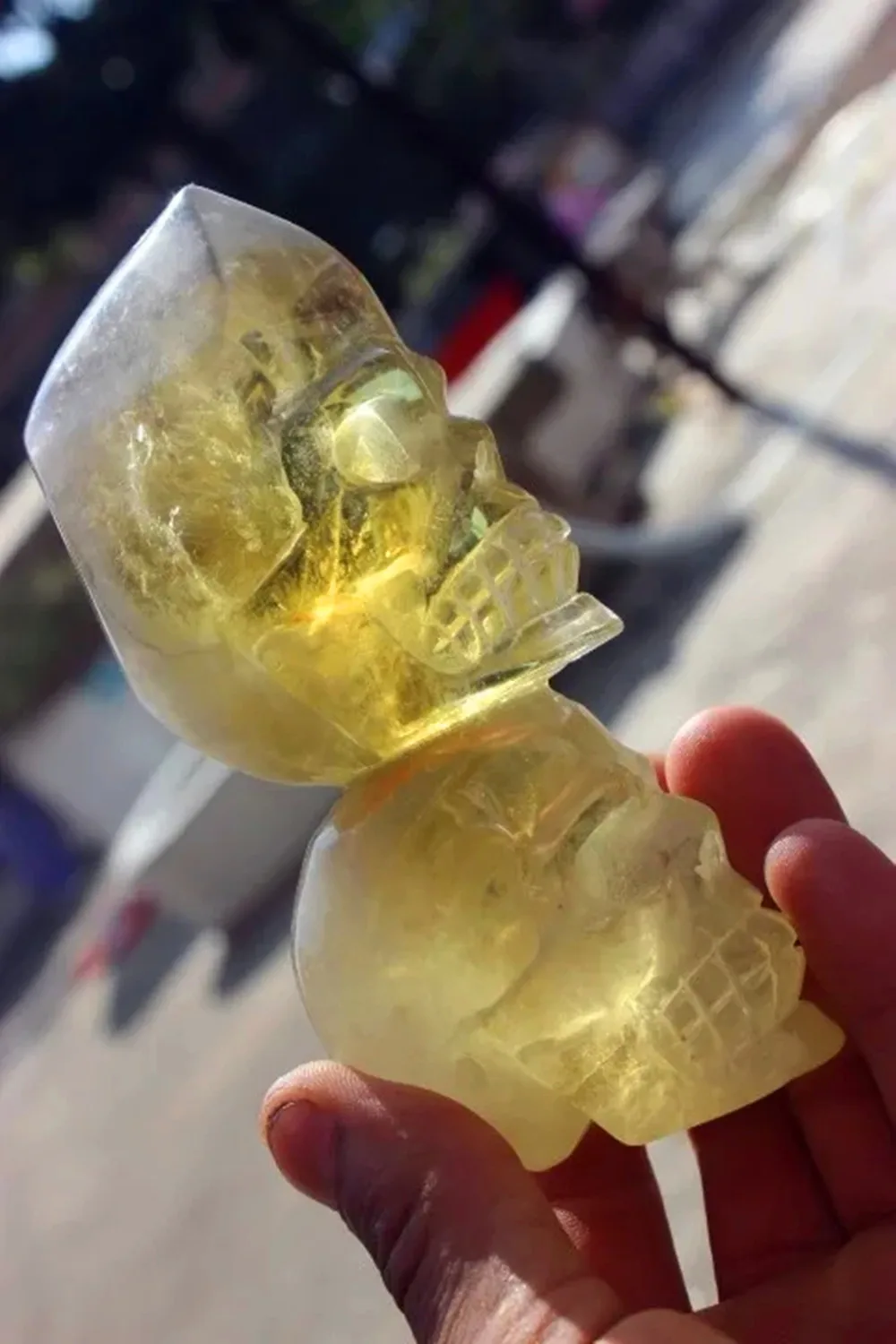 

460g natural quartz crystal citrine carved Reiki double skull Reiki home decoration Energy Healing exquisite Christmas gift