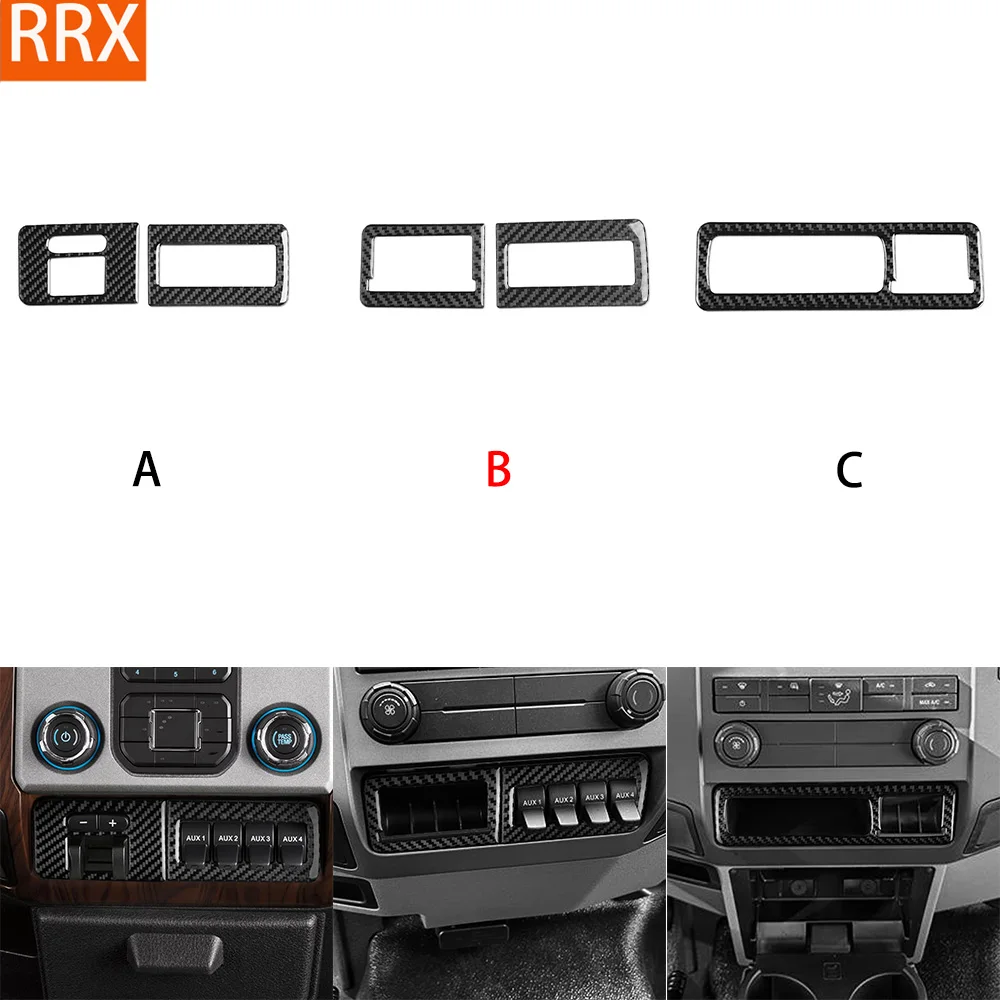 Für Ford F-250 350 450 550 F-650 750 2011-2016 Echtcarbon-Aufkleber Mittelkonsolenverkleidung Autozubehör Innendekoration