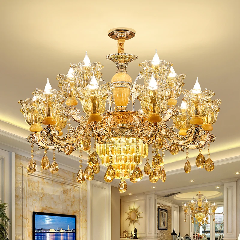 European Crystal Chandelier High-End Livingroom Light Luxury Simple Dining Room Bedroom Candle Light Villa Hall Hotel Chandelier