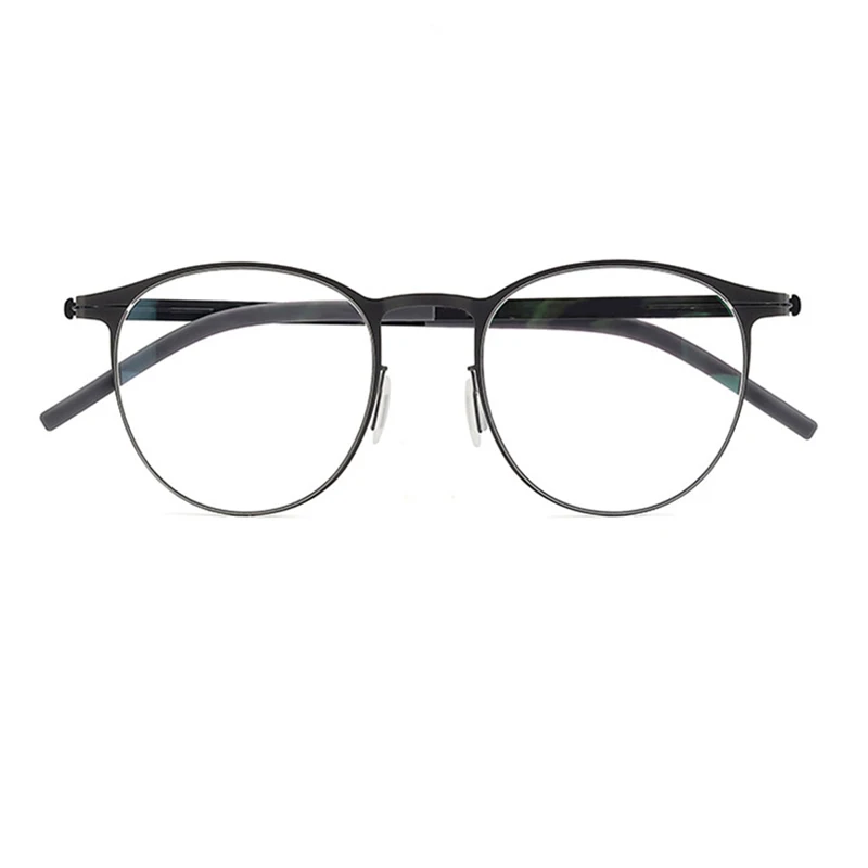 Germany Screwless Round Glasses Frames Men Women Ultra-light Oval No Screw Stainless Steel Eyeglasses Fashion Brand Design 2024 image 5