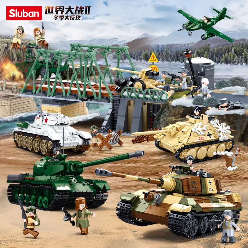 Military Weapons T-34/72 BT-7 SU-85 T80BVM Medium Tank Model Building Blocks Bricks Classics WW2 Army Soldiers Toys