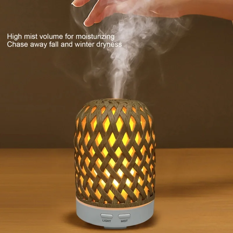 Aromatherapy Humidifier Household Silent Night Light Humidifying Aromatherapy Diffuser Auto Power Off Dark Wood Grain 100-240V
