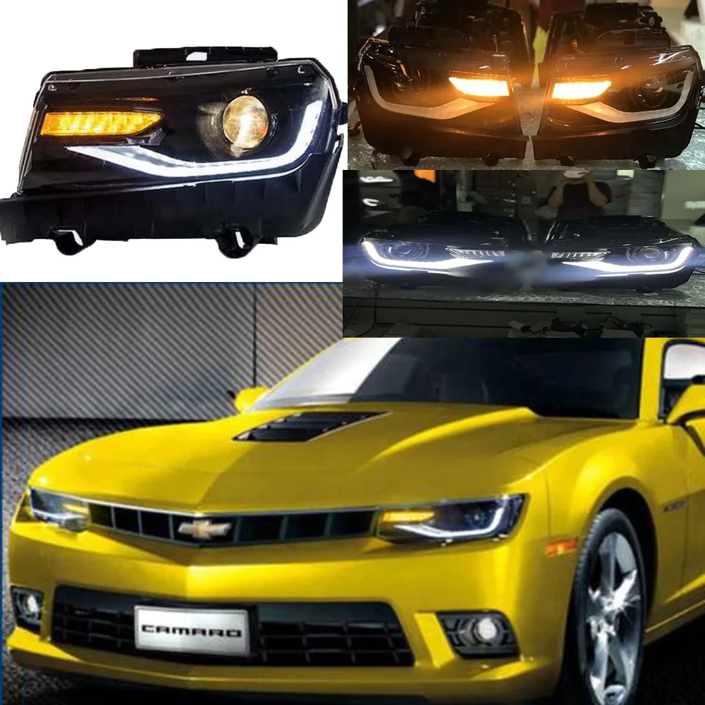 

2pcs Car Styling for chevrolet Camaro Headlight 2014~2016 DRL Bi Xenon Lens High Low Parking HID Fog Lamp Camaro Taillight LED