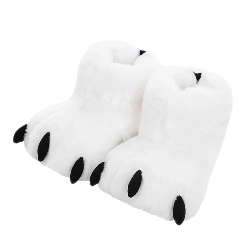 Autumn and Winter Cute Plush Bear Paw Shoes Cartoon Figure Couple Warm Cotton Shoes Men and Women's Home Indoor Slippers