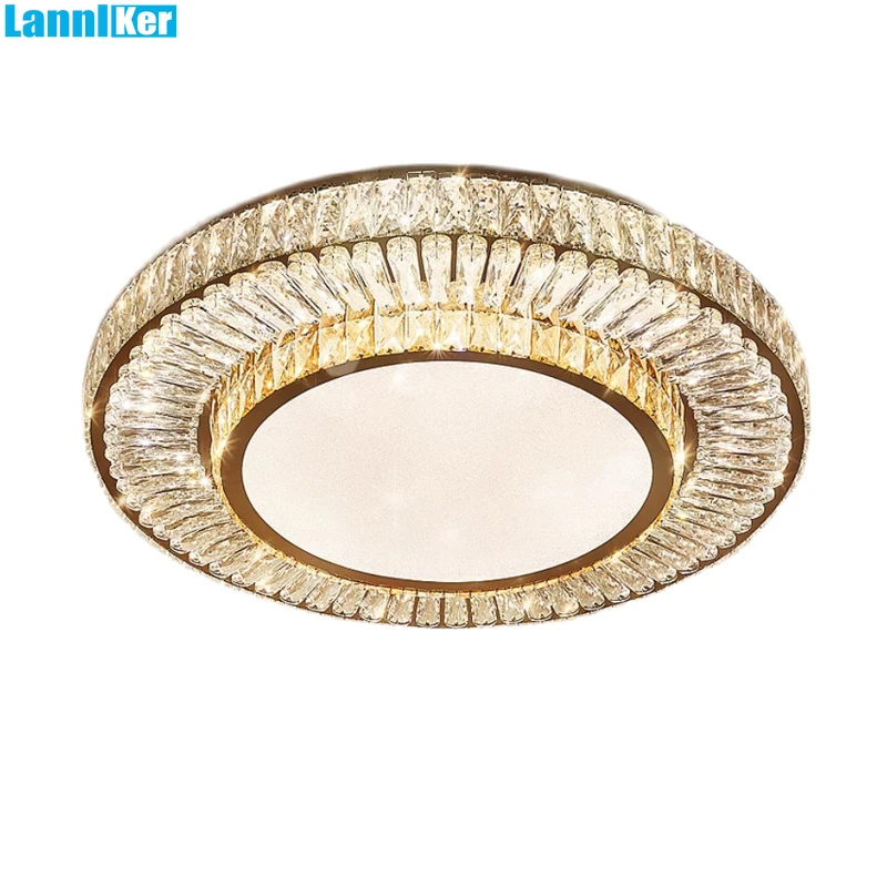 Modern Led Crystal Ceiling Lamp Remote Control Led Ceiling Light Luxury Home Decoration Ceiling Lighting Living Room Dining Room
