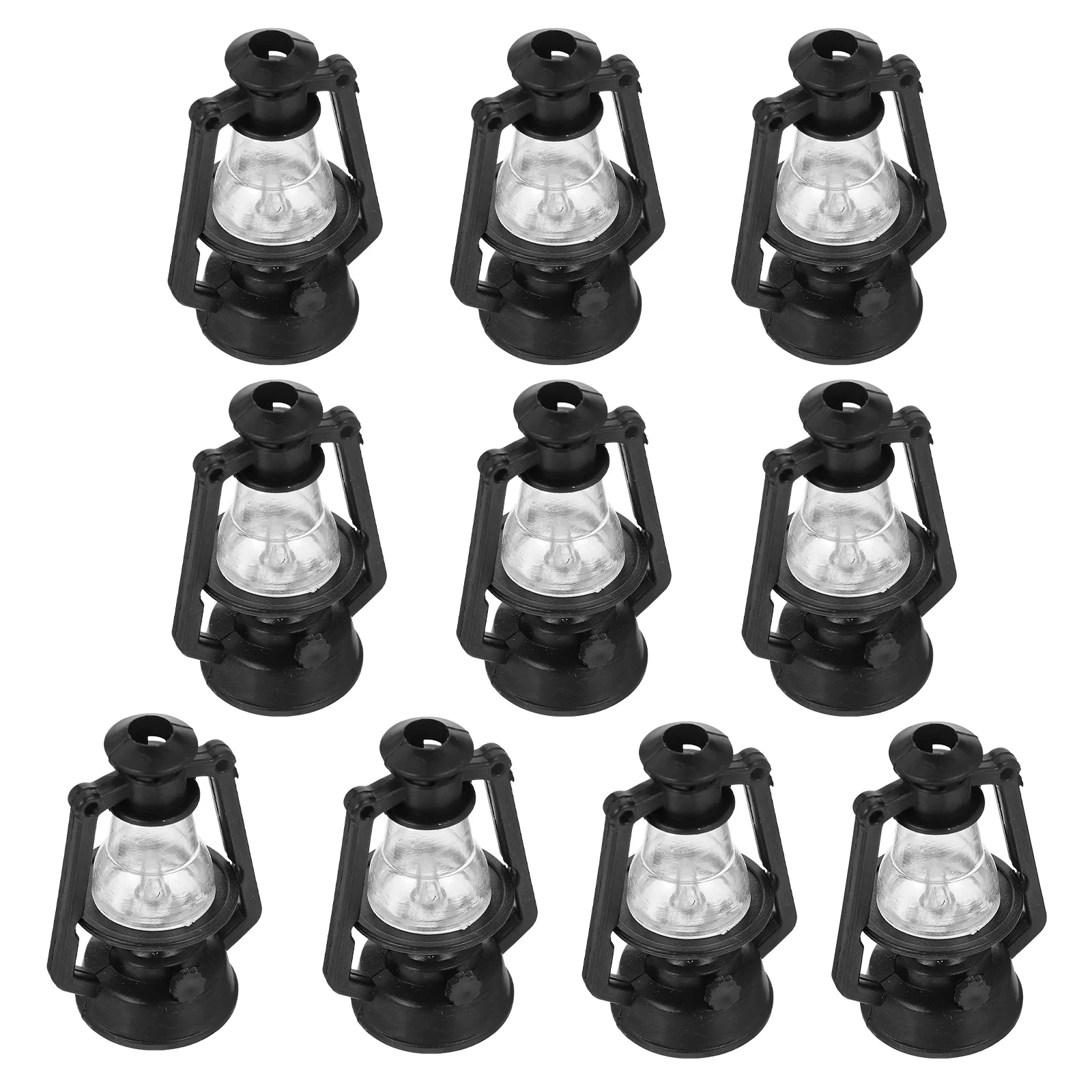 Mini lampe à kérosène en plastique pour décoration de Noël, ornement de lanterne rétro, modèles de lumière ornementale, décor de numéro, 10 pièces