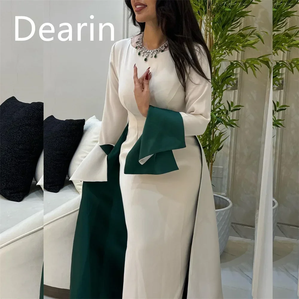 

Customized Evening Dress Prom Formal Gown Dearin Scoop Neckline Column Floor Length Skirts Vertically Bespoke Occasion Dresses W