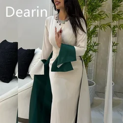 Customized Evening Dress Prom Formal Gown Dearin Scoop Neckline Column Floor Length Skirts Vertically Bespoke Occasion Dresses W