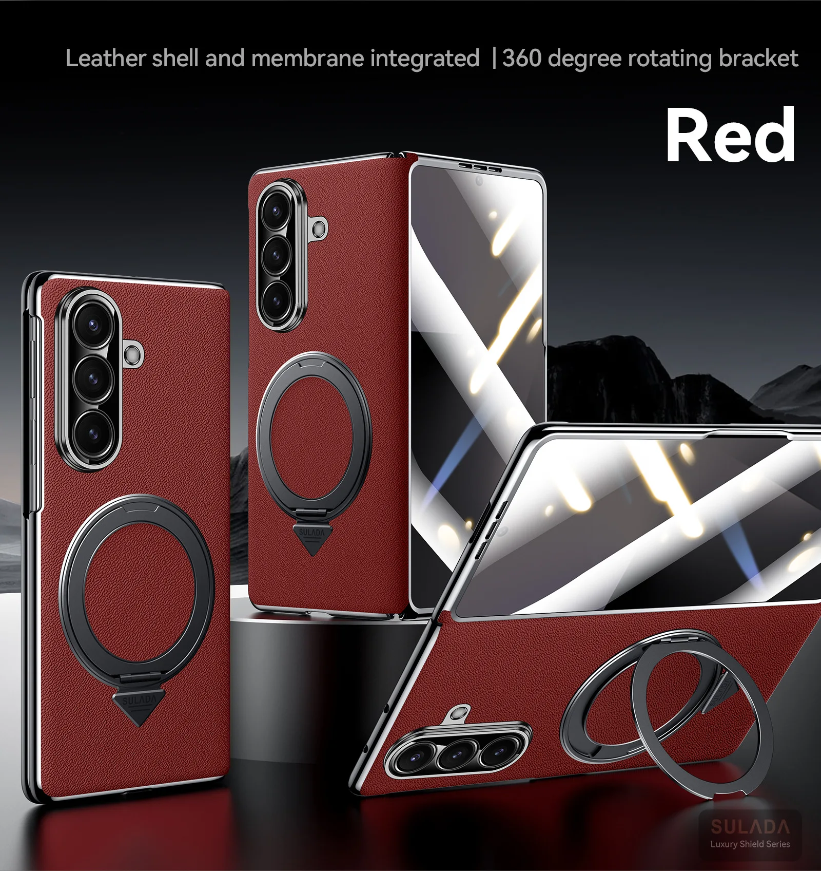 Genuine Leather 2-in-1 Phone Case with Screen Protector Full Protection Magnetic Kickstand Cover Case for Samsung Z Fold8Ultra 7