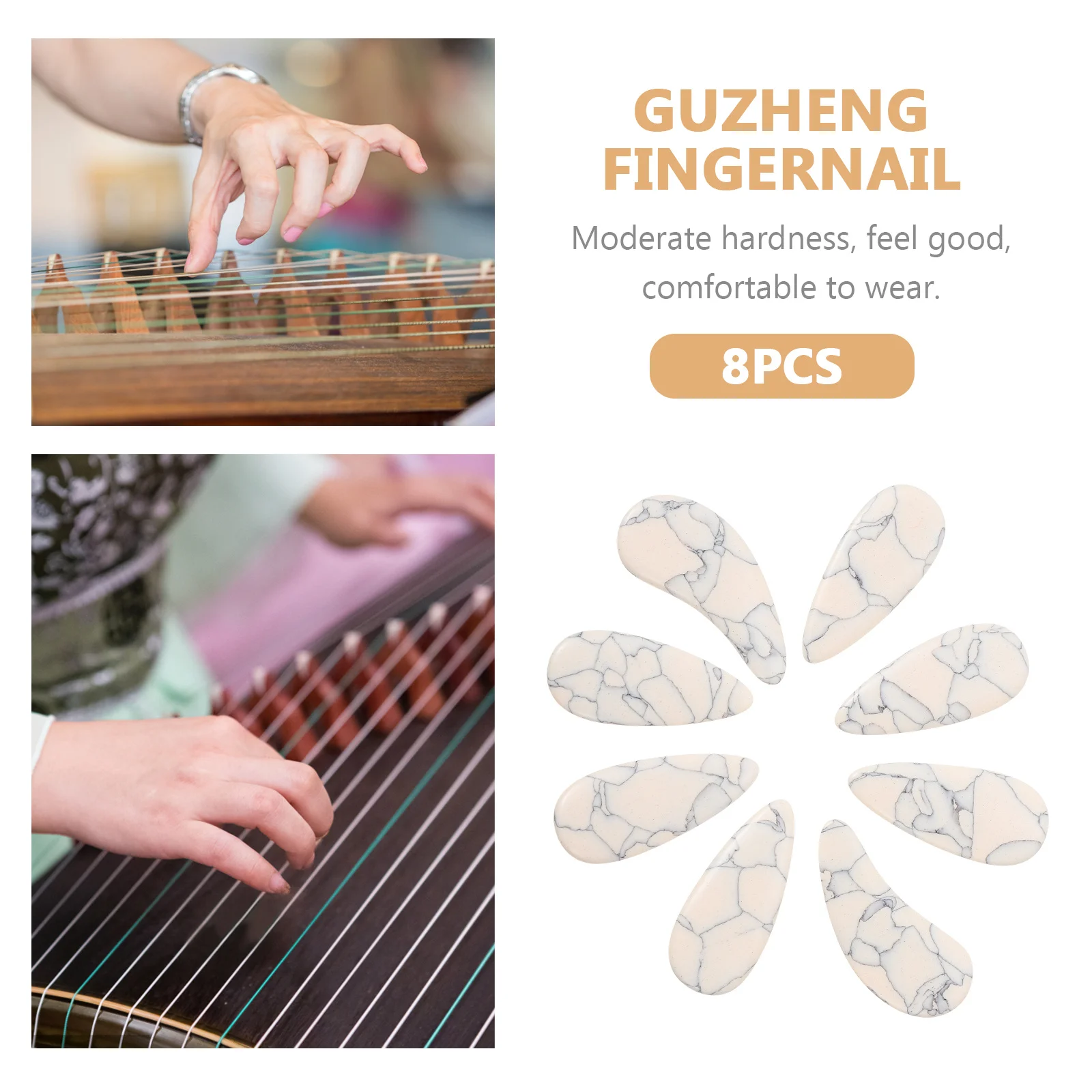 

8 Pcs Guzheng Nails Accessories Practice Supplies Fake Practical Portable Major Finger Picks Guard
