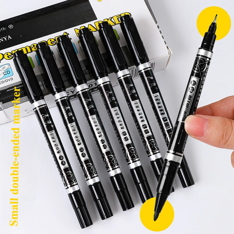 6/12Pcs Permanent Marker Set Highlighter Outline For Art Oilbased Marker Pen Quick Drying Black Ink