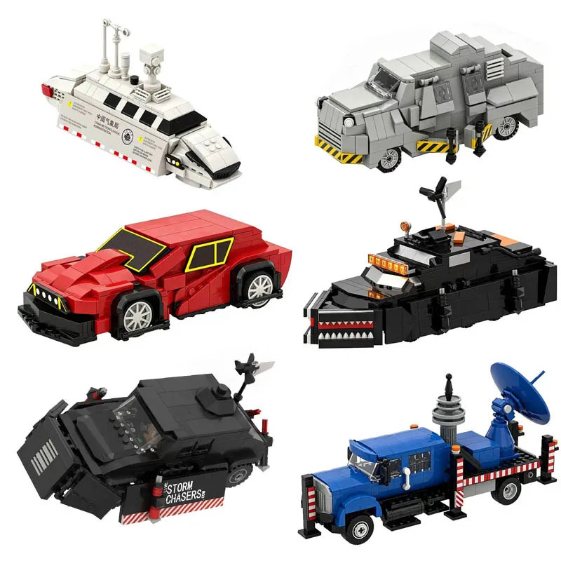 MOC Storm Chaser Vehicle Building Blocks Set Tornado Intercept Car Model Bricks Kit Educational Collectible Toy Christmas Gift