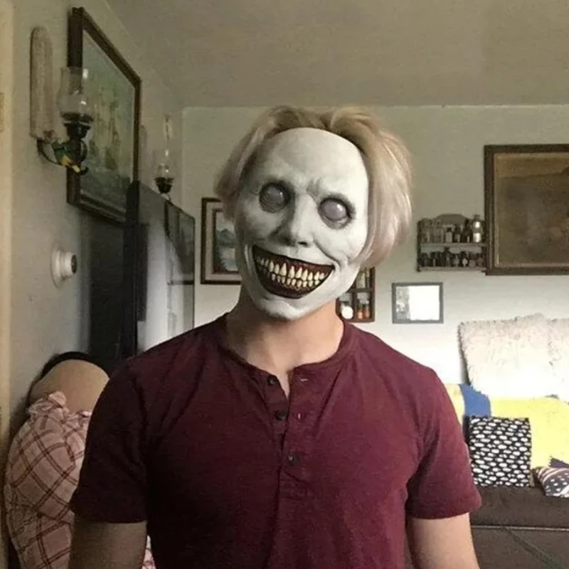 1-4PCS Halloween Smile Demon Mask Exorcist Ghost Costume Party Prop for Haunted House Decoration and Cosplay Party