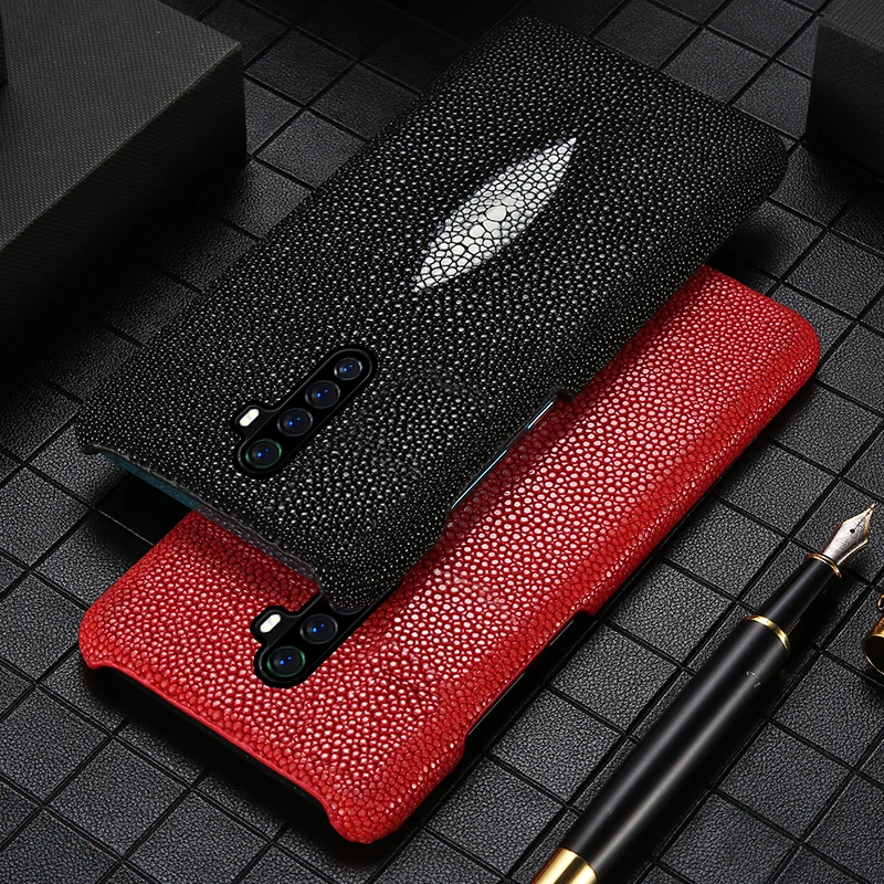 

LANGSIDI original Stingray Leather Phone case For Realme C3 X50 X7 pro X2 Pro 6 Genuine leather back cover For OPPO R17 reno 3