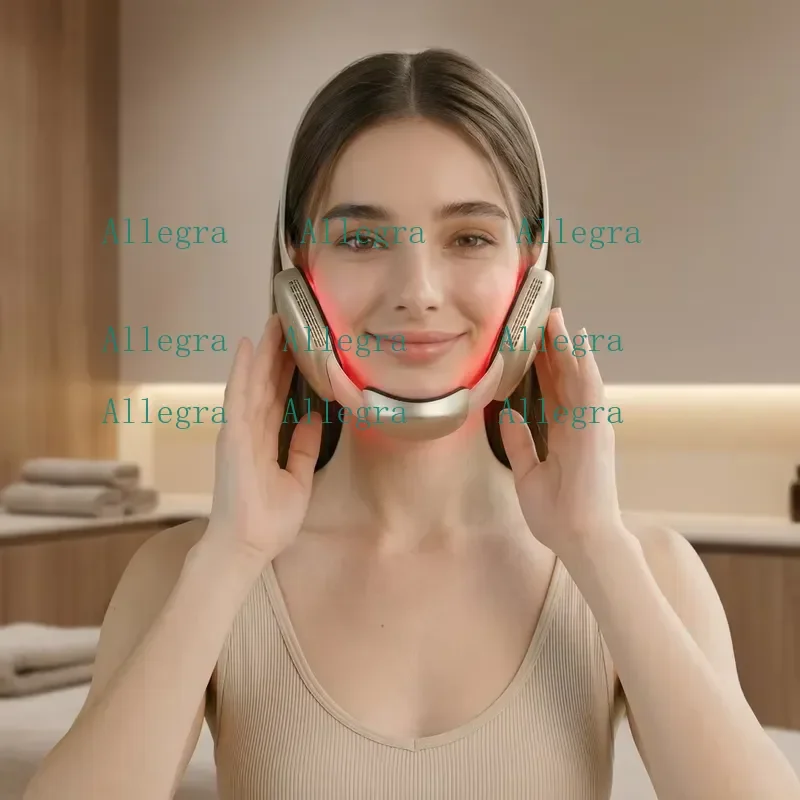 Wholesale Wearable Face Neck Massager EMS Microcurrent Red LED Light Hot Cold Therapy Anti Aging Wrinkle
