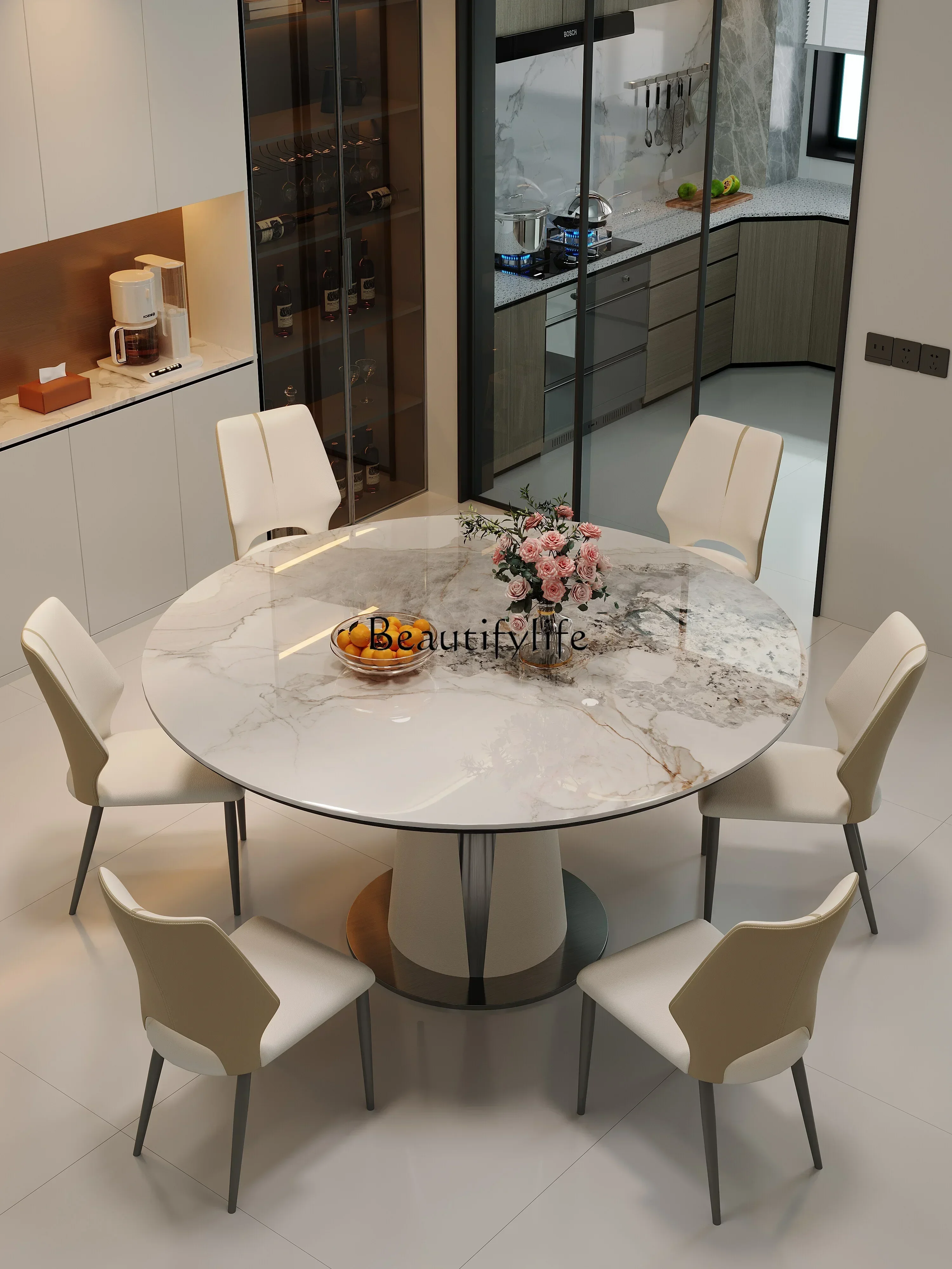 

LX1Light luxury rock slab dining table Italian minimalist small apartment modern 2024 new dining table