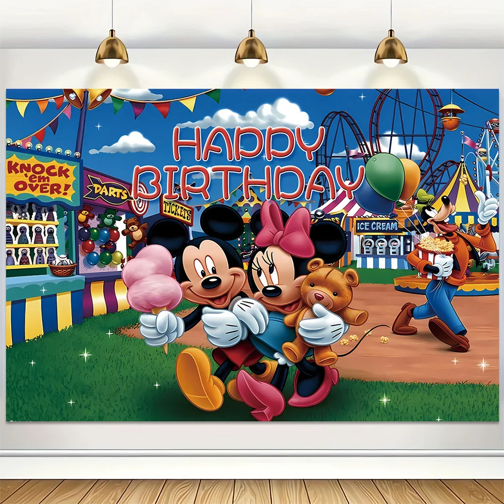 Disney Mickey Mouse Clubhouse Backdrop Decoration Kids Happy Birthday Background Vinyl Cloth Party Backdrops Baby Shower Banner