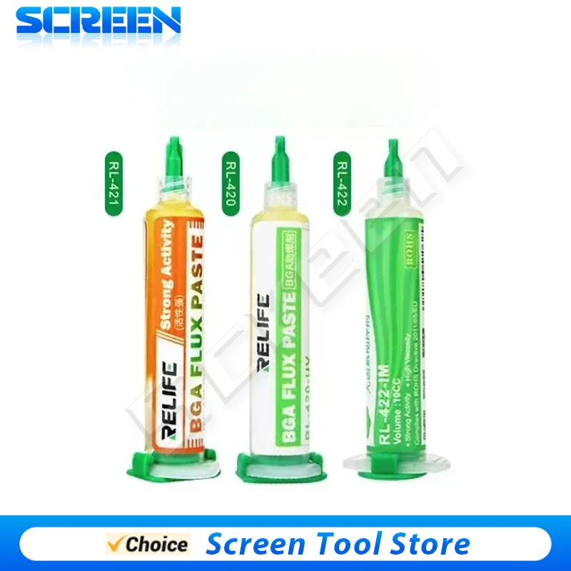 RELIFE Welding Flux RL-420 RL-421 RL-422 for PCB BGA Mobile Phone Repair 10CC Strong Activity Halogen Free Welding Paste