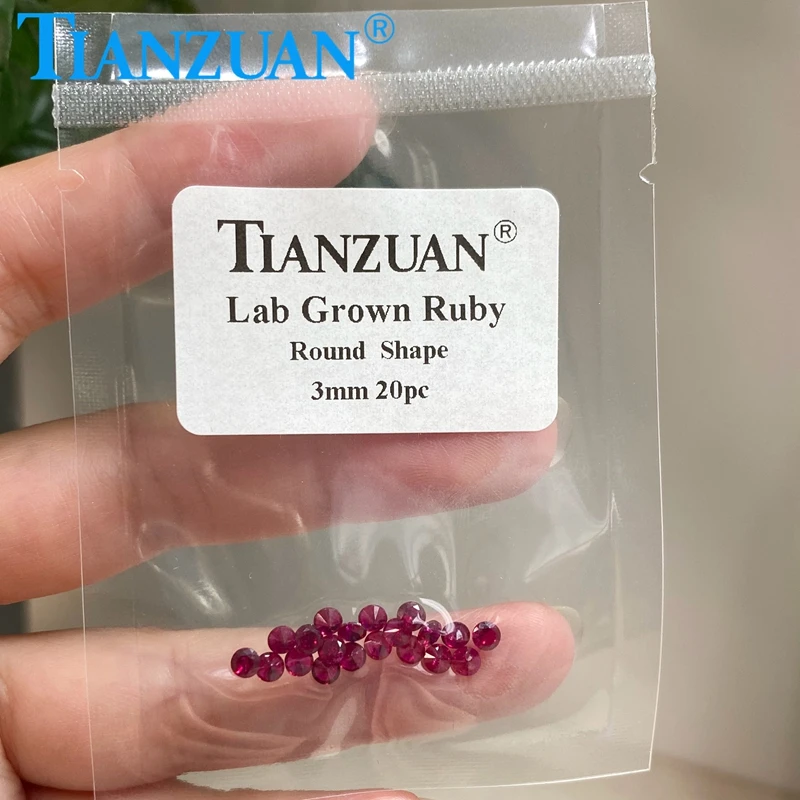 Small Size Round Shape Ruby Lab Grown Pigeon Blood Red Ruby Synthetic Red Corundum Diamond Cut with Inculsions Stone