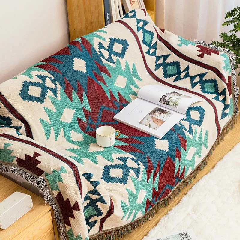 

BESTPRO Plaid Knitted Blanket with Tassel Bohemian Sofa Blankets Throw Blanket Sofa Cover Bed Blanket Home Decor