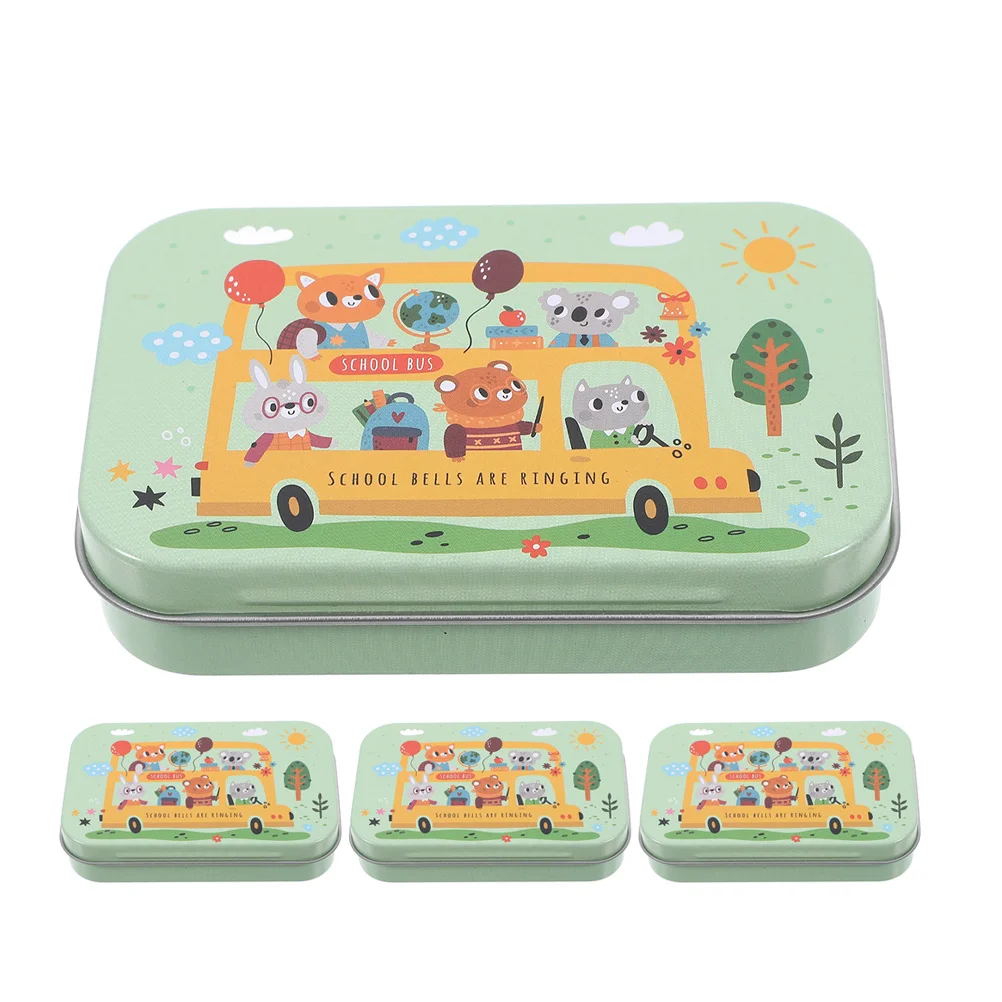 

4Pcs Flip Top Metal Tin Boxes Cute Storage Tins for Jewelry Candy Stationery Small Decorative Box with Lid Organizer Use