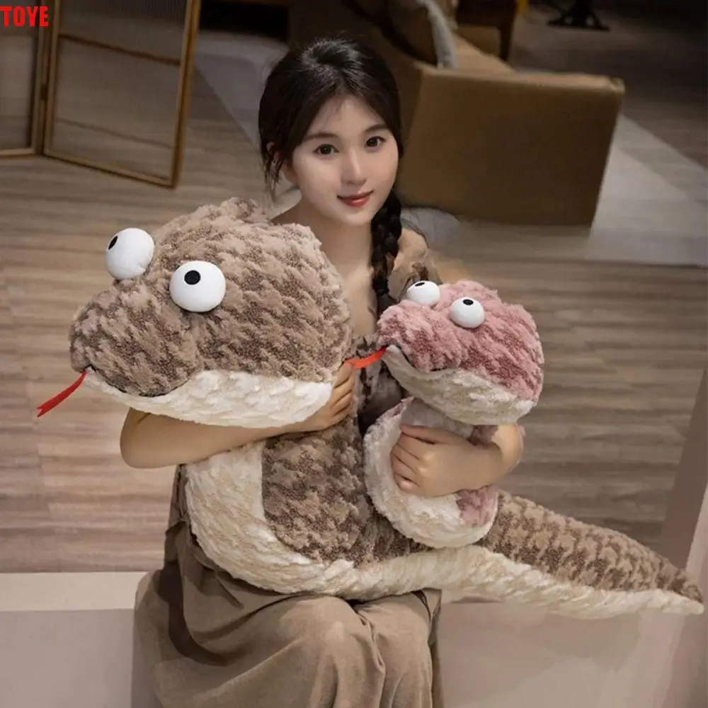 

Creative Fluffy Big Eyes Snake Plush Toys 45-70cm Soft Cartoon Stuffed Animal Huggable Comfortable Snake Appease Doll Bedroom