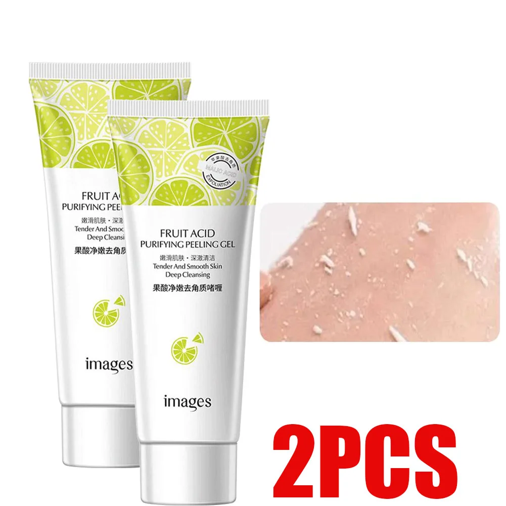 

2PCS Natural Fruit Acid Peeling Gel Facial Cleansing Scrub Cream Moisturizing Deep Cleaning Nourishing Gentle Face Cleanser