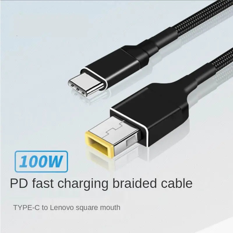 Adaptador de Cable de carga USB C a portátil, convertidor macho tipo C a cuadrado, 100W PD, carga rápida para Lenovo ThinkPad, Cable de alimentación