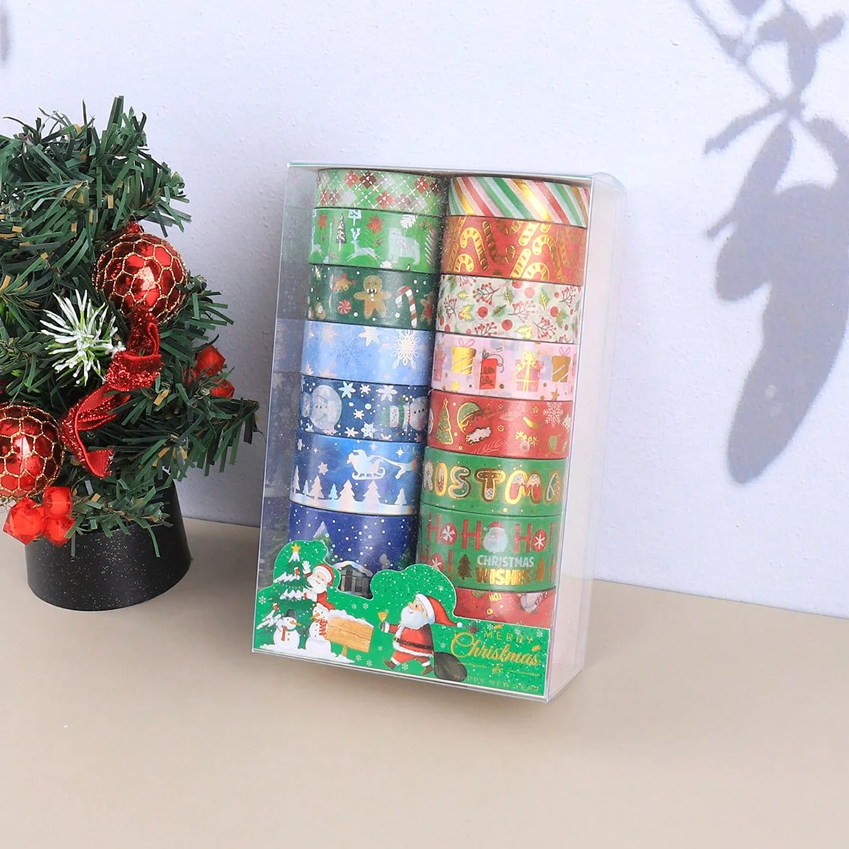17 rolls/box, Christmas pattern bronzing washi tape, suitable for holiday party DIY, photo frames and gift box decoration gifts