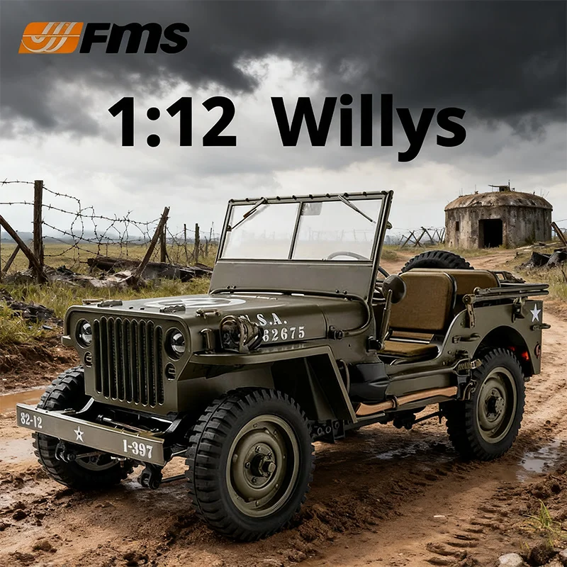 Modèle de voiture FMS échelle 1:12 Willys télécommande électrique tout-terrain RC voiture d'escalade Simulation décoration jouet véhicule à collectionner