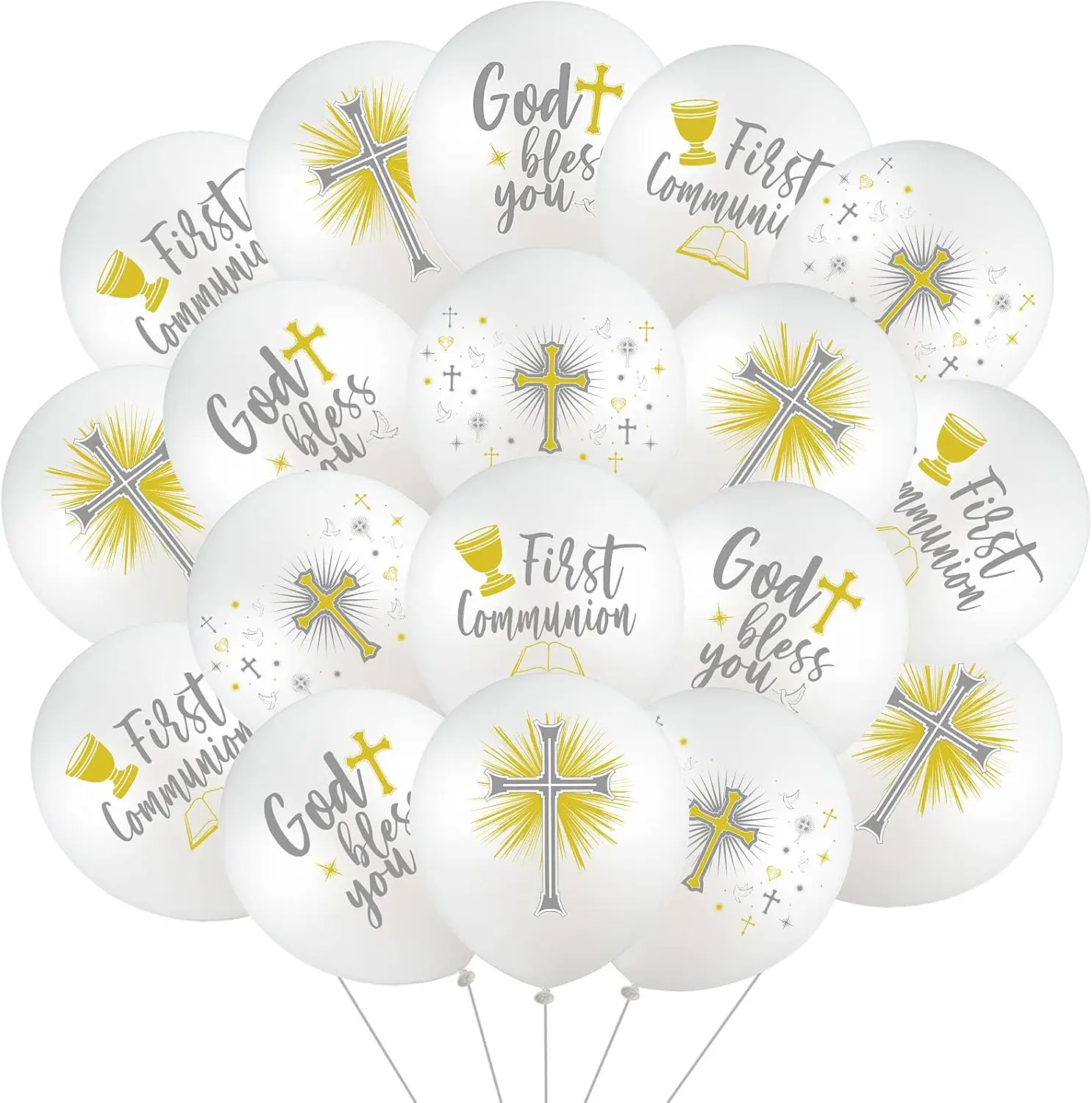 First Communion Balloons Baptism God Balloons Cross Doves Latex Balloons Chalice Latex Balloons Christening Supplies