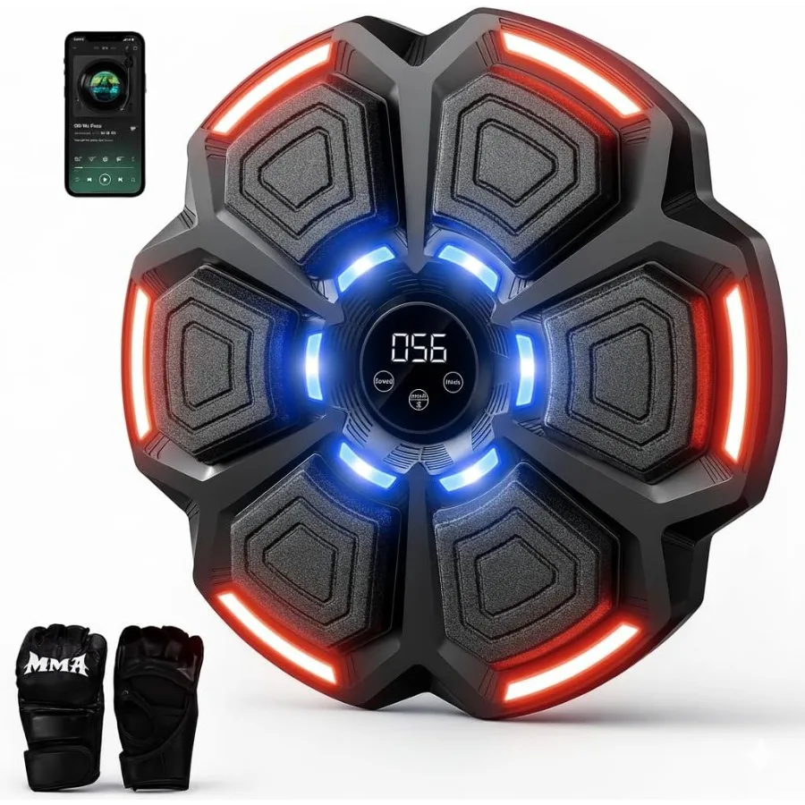 

EPHESPORT Music Boxing Machine Smart Bluetooth Punching Game with Gloves Wall-Mounted Home Boxing Target for Teens Adults Red B