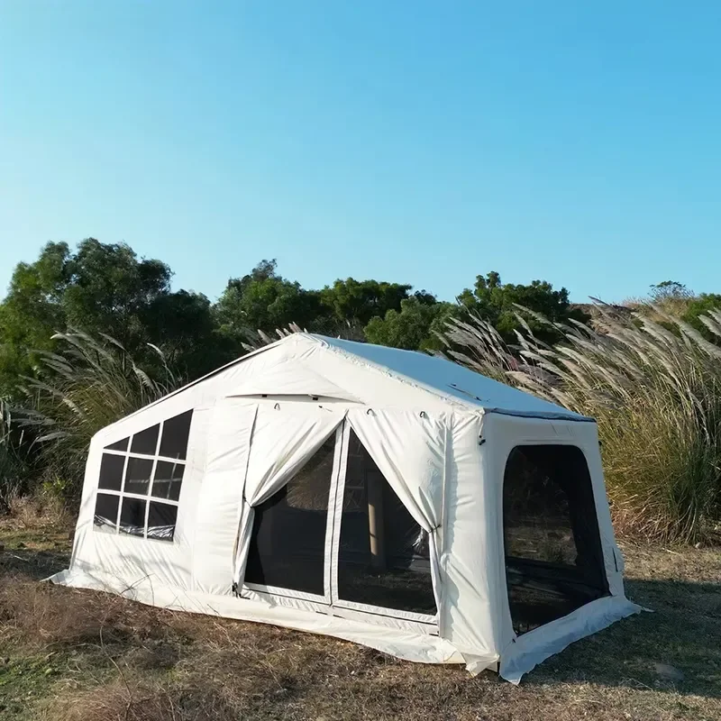 Waterproof Oxford Family Size Inflatable House Tent Quick Setup Blow up Tents with Stove Jack for Camping 5+ Person