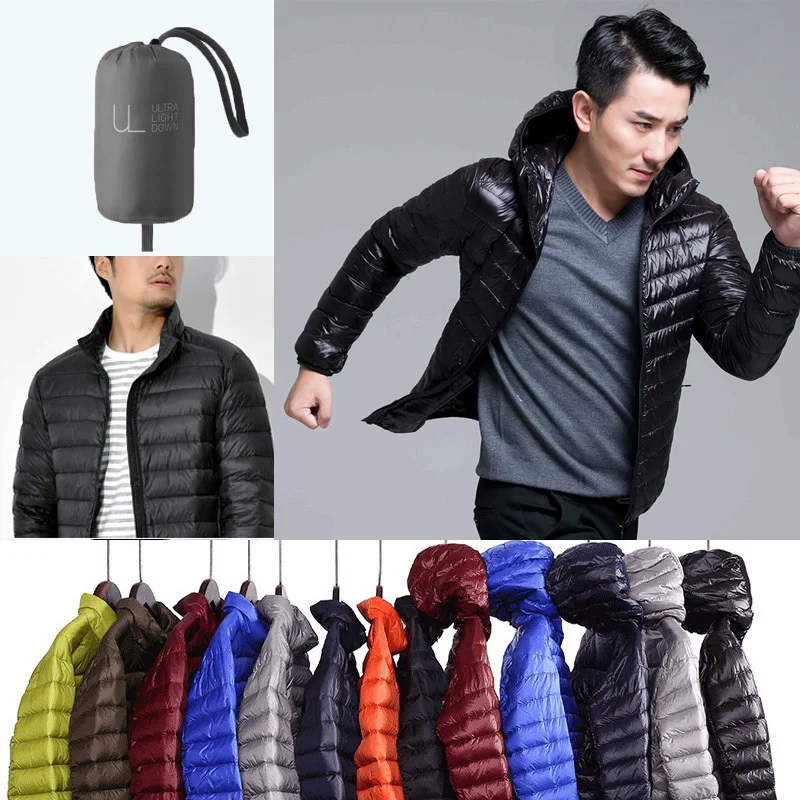 Men Ultralight Down Jacket Winter Packable Down Jacket Men Waterproof Puffer Jacket Windbreaker Men Coat Parkas Hoodies Jackets