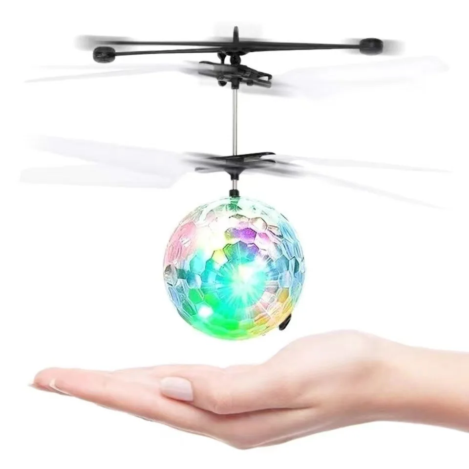 LED Induction Flying Crystal Ball, Hand Gesture Control RC Helicopter Drone, Colorful Glowing Suspension Flying Birthday Gifts