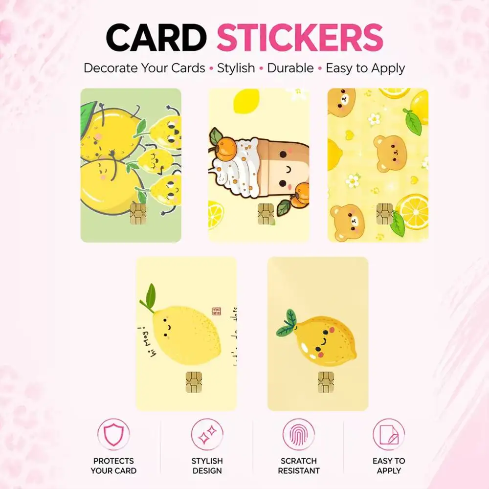 Yellow Lemon High‑Res Game Chip Decals Credit Card Mini Waterproof Vinyl Ornament Useful Gift