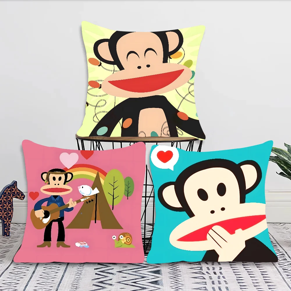 Fronvo macaco dos desenhos animados p-paul fronha quadrado quarto sofá lazer conforto almofada carro sala de estar decoração para casa 40x40