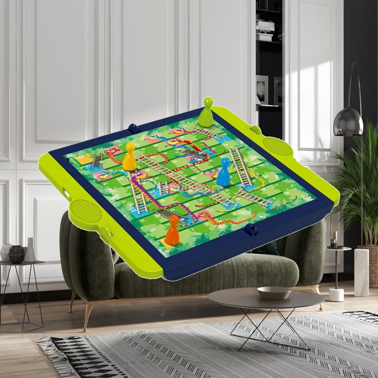 Snake and Ladders Board Game Set Travel Size Folding Design Classic Dice Game for Family Kids Gift