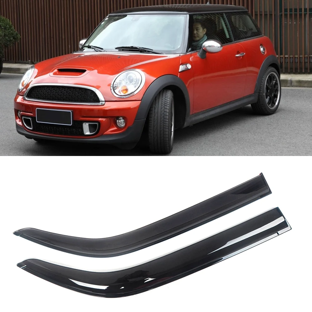 For Mini Cooper 2002-2013 Mini Hatch Auto Black Tinted Car Side Window Visor Guard Vent Awnings Shelters Rain Door Ventvisor