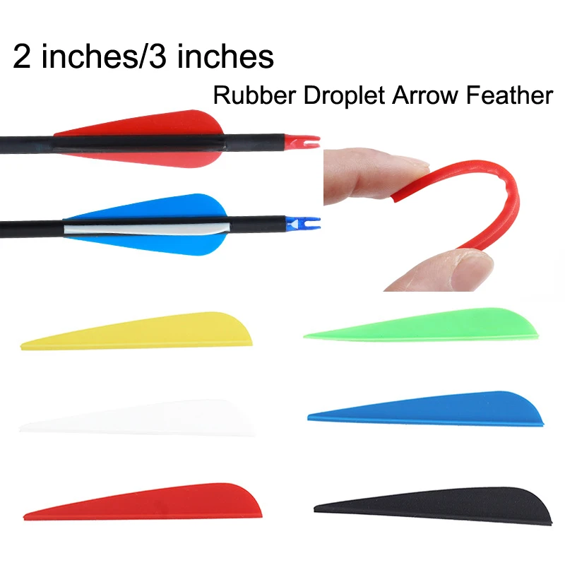 50PCS 2/3inch Rubber Droplet Arrow Feather  Carbon Fiberglass  Arrow Universal Arrow Accessories  Support DIY Tail Arrow Feather