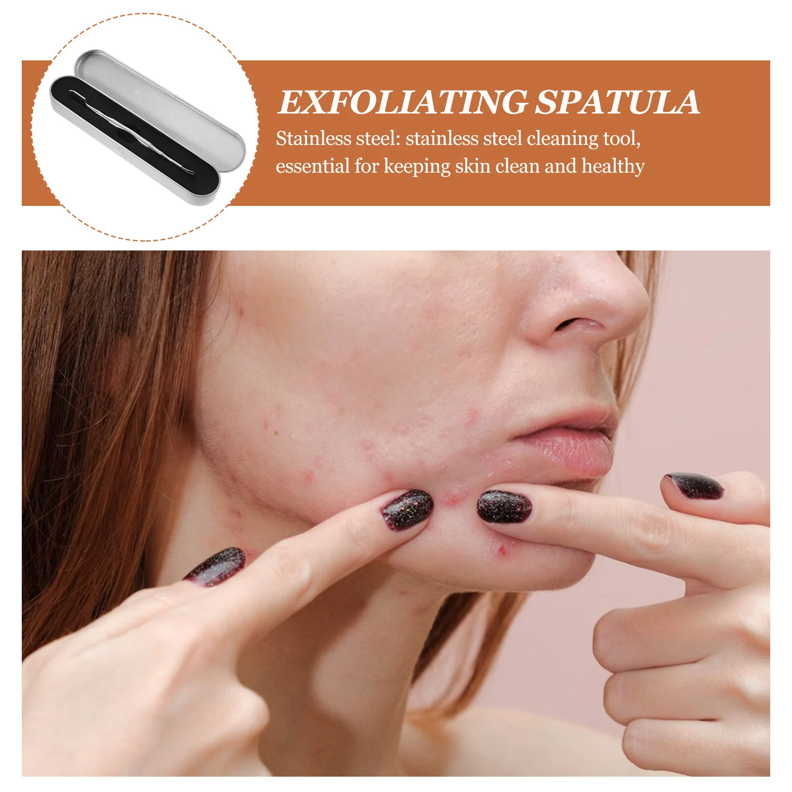 Nettoyeur de points noirs du visage en acier inoxydable, grattoir à double extrémité, outil d'extraction de boutons, extracteur de soins de beauté en métal pour la peau