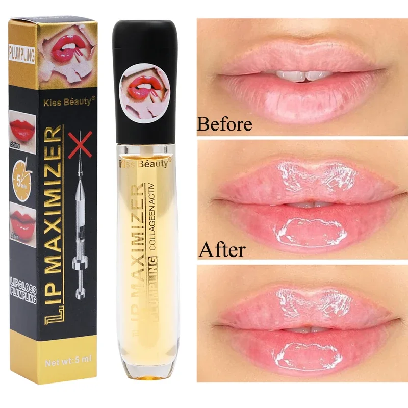 5ml Plumping Lip Gloss Makeup Transparent Moisturizing Repairing Reduce Lip Fine Line Oil Brighten Enhance Lip Serum Cosmetics