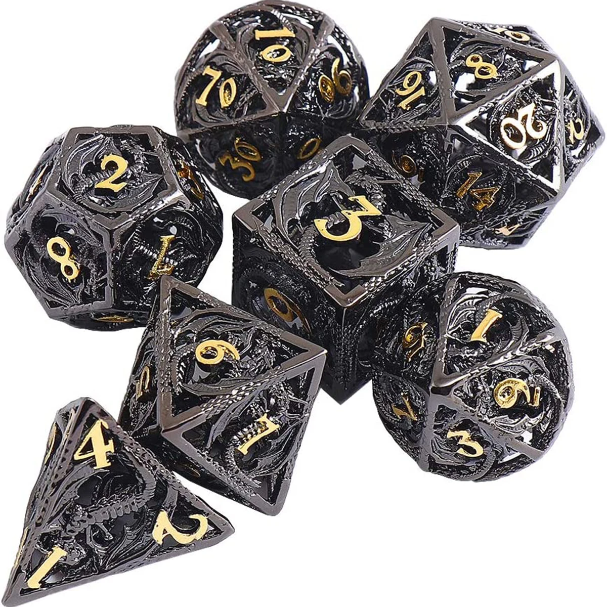 

Полые металлические кости, набор из 7 предметов, многогранные кости Cthulhu, металлические кости для игр, игровые настольные кости 20d12d10d8 D6 D4